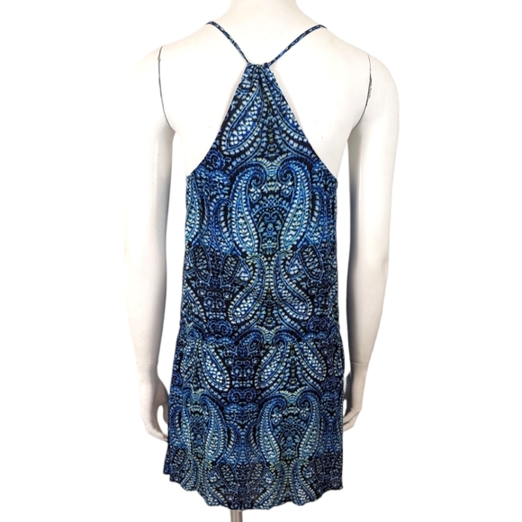 Nanette Lepore Indigo Paisley Mini Dress Halter Beach Coverup Womens Small Boho - Picture 6 of 11